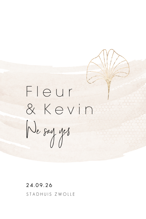 Romantische trouwkaart met aquarel vegen