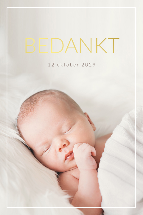 Doopsel bedankkaart met foliedruk en foto