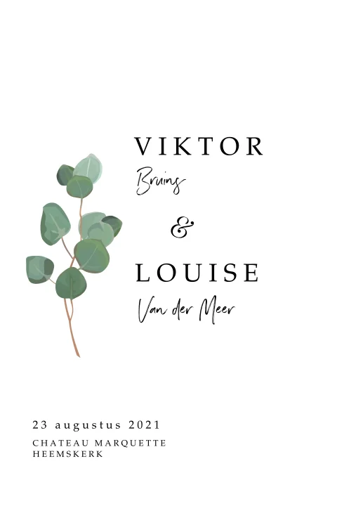 Rustige klassieke trouwkaart met botanisch blad