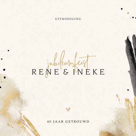 Jubileumkaart 40 jaar getrouwd met aquarel vegen
