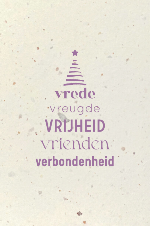 Duurzame kerstkaart vrede en verbondenheid kerstboom
