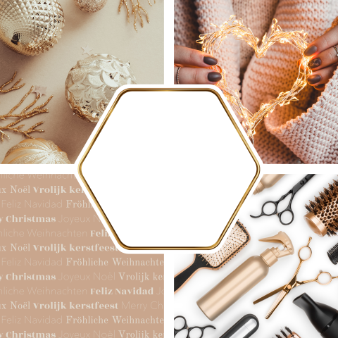 Zakelijke kerstkaart voor de beauty en hair branche met uitsnede