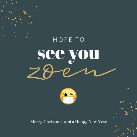 Kerstkaart emoji zoen met mondkapje