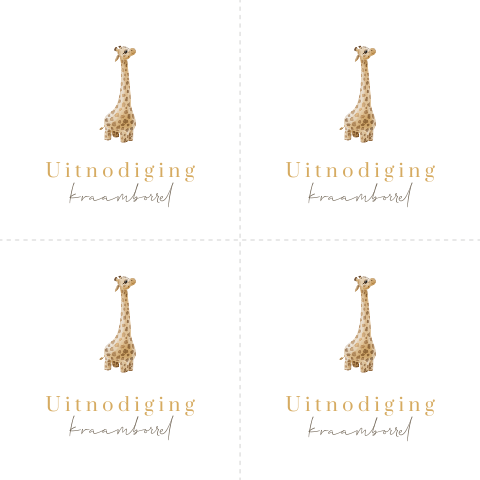 Lief girafje minikaartjes kraamborrel feest DIY