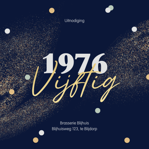 Verjaardag uitnodiging met jaartal 1976 en confetti