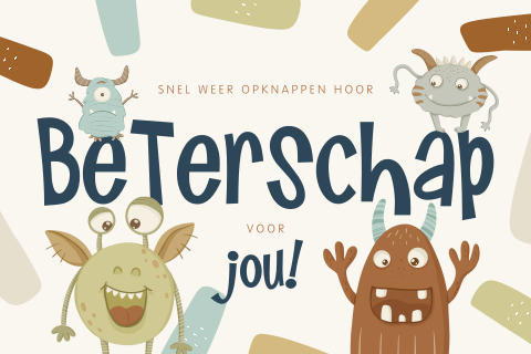 Beterschapskaart kind met vrolijke monsters