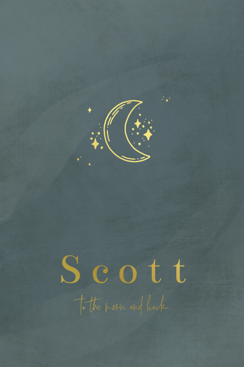 Basic jongens geboortekaartje met goudfolie en maan