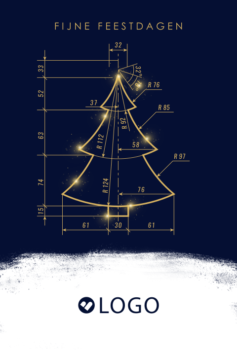 Zakelijke kerstkaart bouwtekening kerstboom