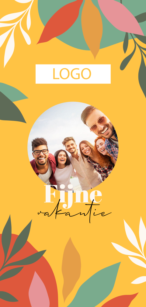 Kleurrijke zakelijke kaart fijne vakantie met eigen foto en logo