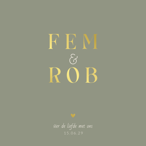 Rustige stijlvolle trouwkaart met luxe goudfolie