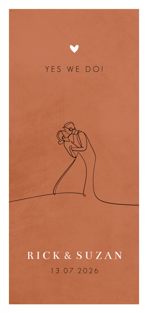 Retro trouwkaart met lijntekening