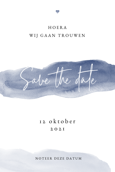 Rustige save the date met aquarel en hartje