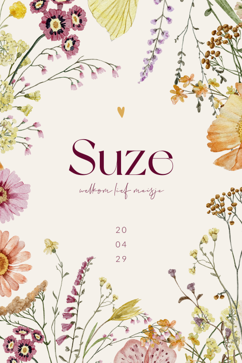 Bloemen geboortekaartje voor een meisje