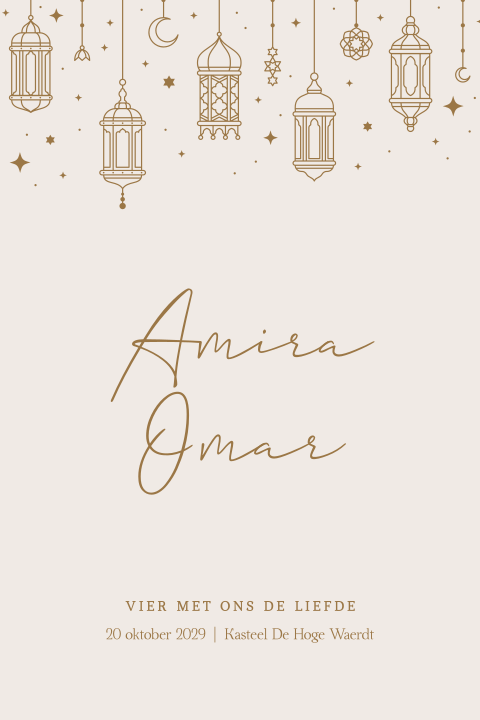 Basic Islamitische trouwkaart met olielampjes