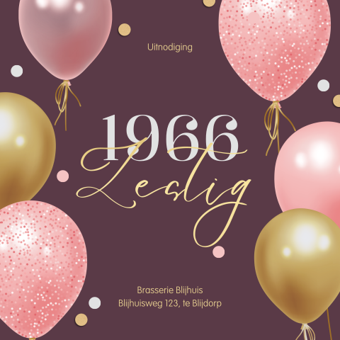 Vrolijke verjaardag uitnodiging 60 jaar met ballonnen en confetti