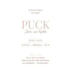 Basic geboortekaartje meisje met leren label