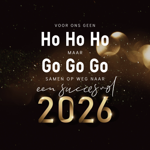 Go go go zakelijke kerstkaart met sprankelend jaartal