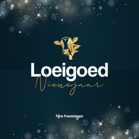 Loeigoed nieuwjaar zakelijke kerstkaart met silhouet koe