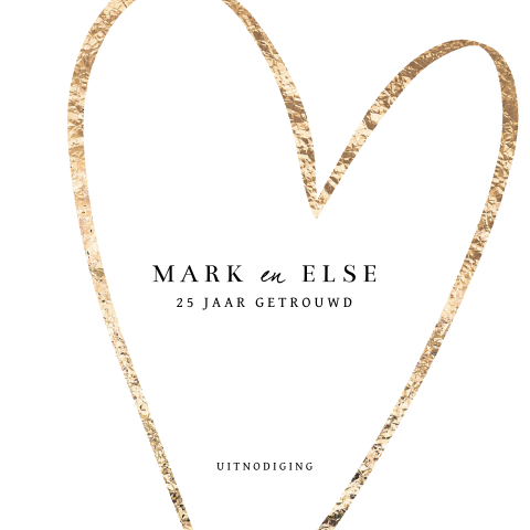 Uitnodiging 25 jaar getrouwd met gouden hart