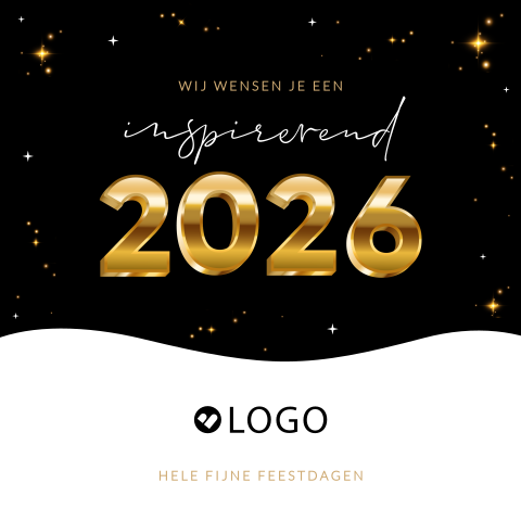 Feestelijke kerstkaart zakelijk met jaartal in goudlook