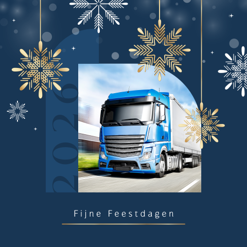 Transport branche zakelijke kerstkaart met ijskristallen en foto
