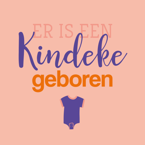 Kleurrijke christelijke kerstkaart kindeke geboren romper