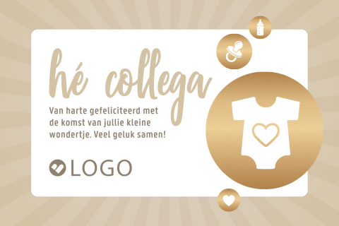 Zakelijke wenskaart felicitatie baby met illustraties