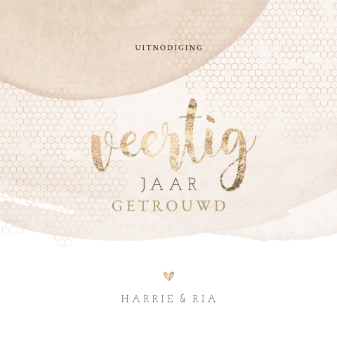 Sierlijke aquarel 40 jaar getrouwd uitnodigingskaart