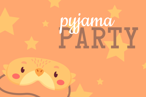 Pyjama party uitnodiging met slaapmasker uil en sterren