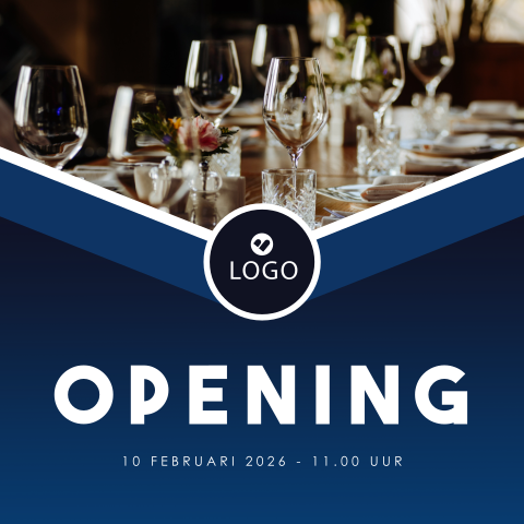 Strakke zakelijke uitnodiging voor een opening met foto en logo