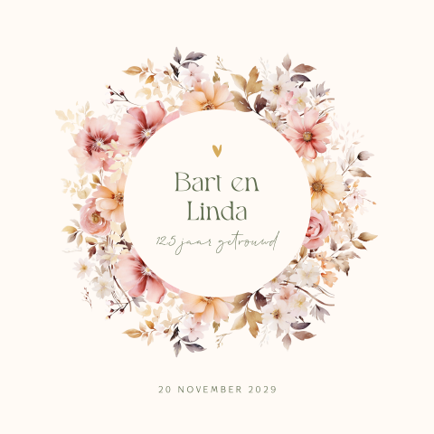Romantische bloemen uitnodiging 12,5 jaar getrouwd