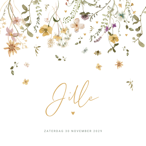 Wildflower geboortekaartje voor een meisje