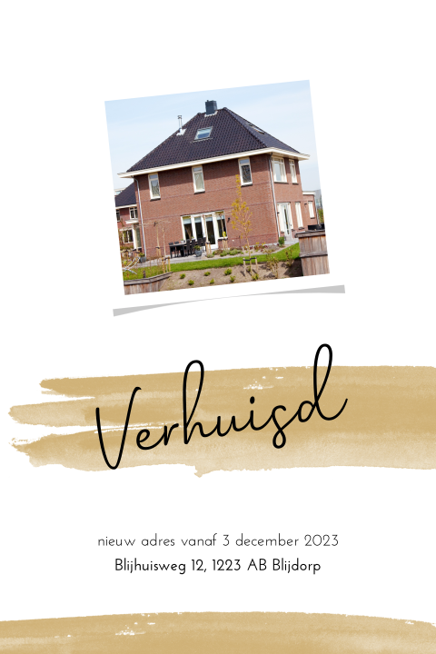 Trendy verhuiskaart met aquarel en eigen foto