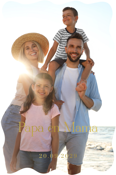 Speelse trouwkaart papa en mama gaan trouwen met foto en foliedruk