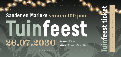 Tuinfeest ticket uitnodiging samen 100 jaar