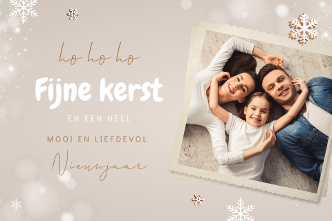 Wenskaart kerst met eigen foto en ijskristallen