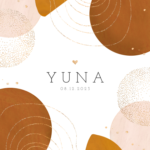 Meisjes geboortekaartje met abstracte vormen en trendy kleuren