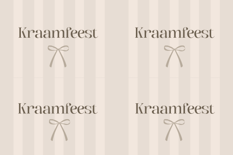 Kraamfeest uitnodiging basic strepen met strik