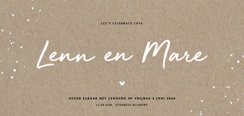 Echt kraft trouwkaart basic met spetters