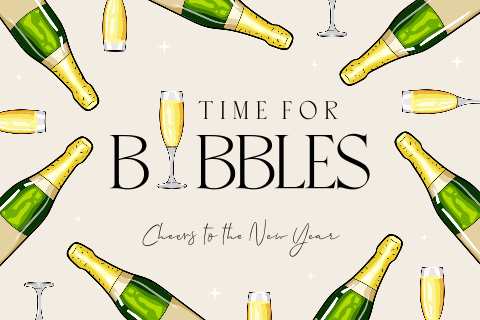 Feestelijke zakelijke kerstkaart met champagne glazen en sparkles