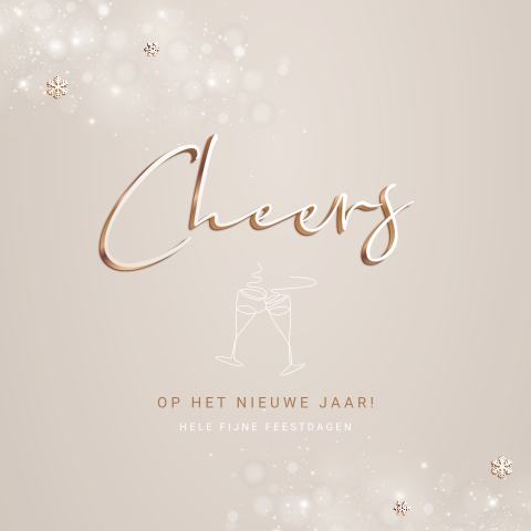 Cheers! Kerstkaart met proostende glazen en Cheers