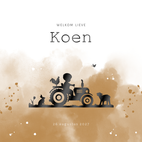 Silhouet kaartje jongen op tractor met luxe zwartfolie
