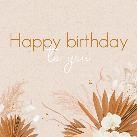 Happy birthday verjaardagskaart met hippe droogbloemen