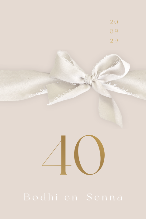 Elegante 40 jaar jubileum uitnodiging met luxe folie en strik