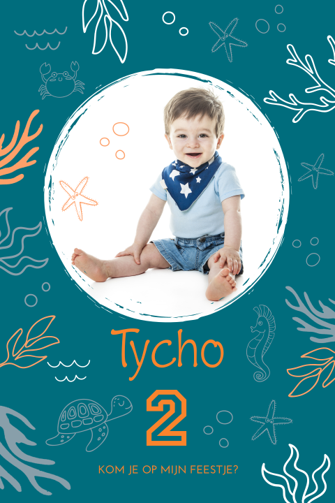 Verjaardagskaartje met foto in thema zee