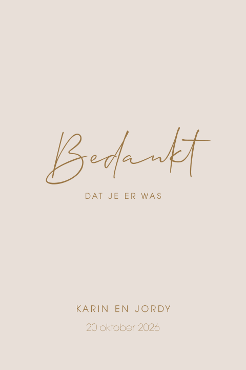 Eenvoudige, basic trouw bedankkaart