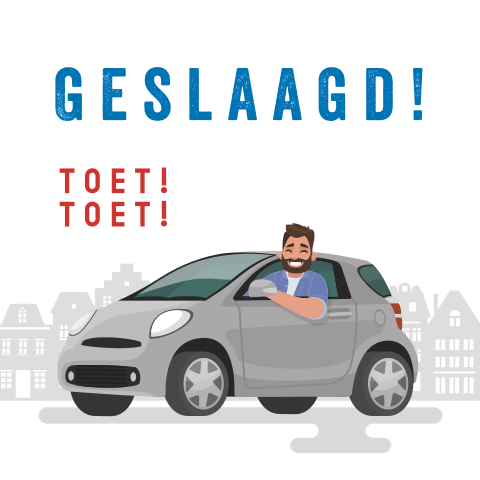 Rijbewijs felicitatiekaart met man in auto