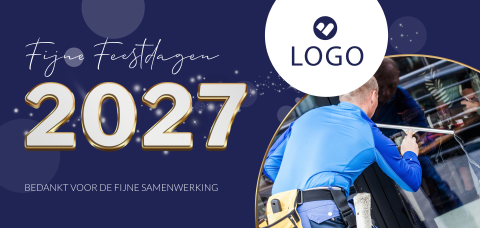 Zakelijke kerstkaart glazenwasser met logo en foto