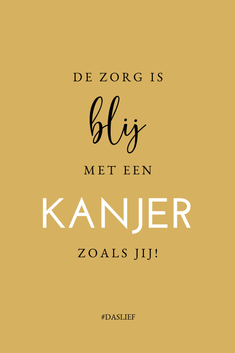"De zorg is blij met een kanjer zoals jij" zakelijke kaart