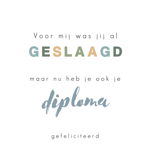 Geslaagd kaart met tekst en vrolijke kleuren